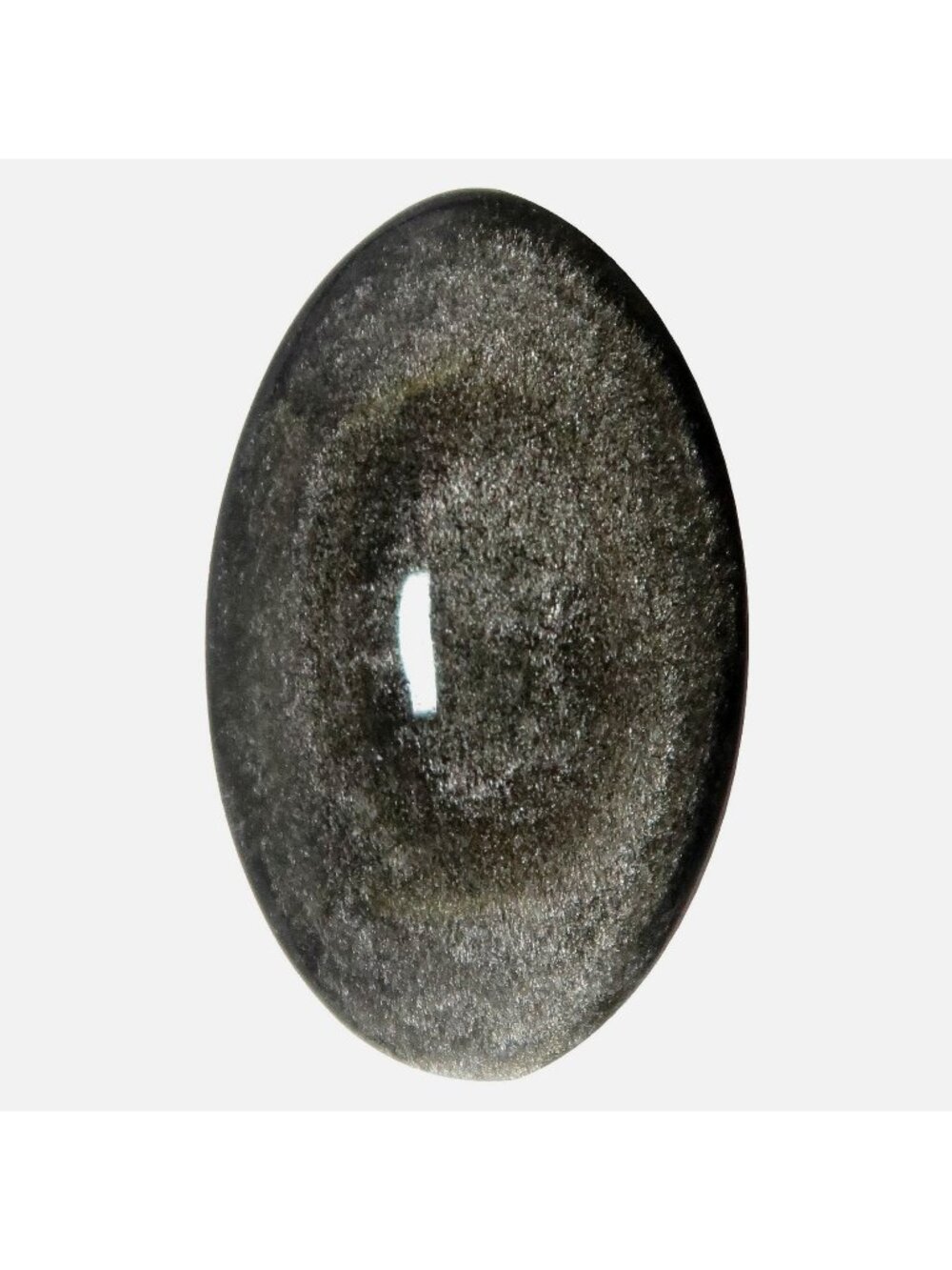 Silver Sheen Obsidian Cabochon Crystal Black Oval Stone